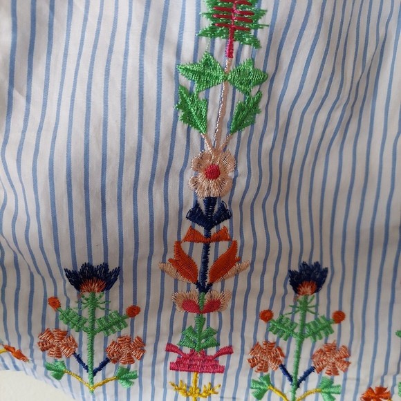 Bohemian Festival Off the Shoulder Embroidered 3/4 tie sleeve Top  Sz Large - Picture 4 of 9